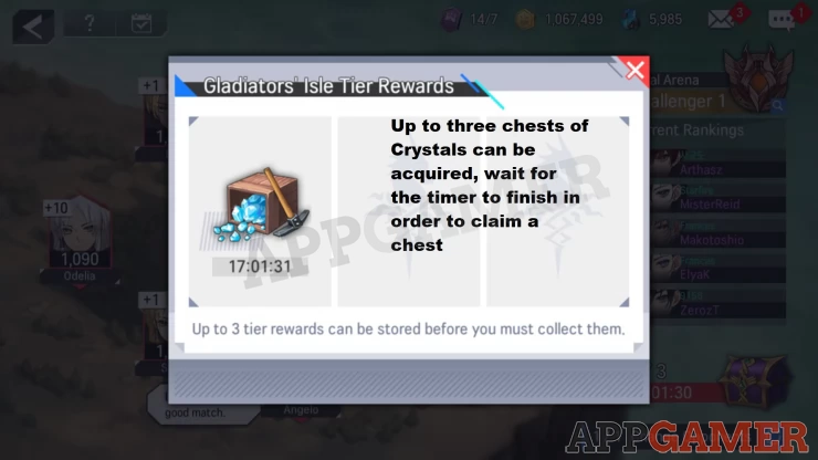 More crystals can be obtained as you increase your rank