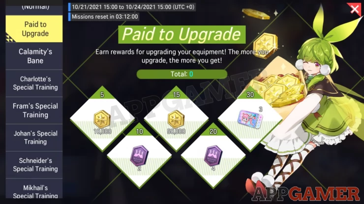 Upgrade your equipment and get rewarded for your attempts
