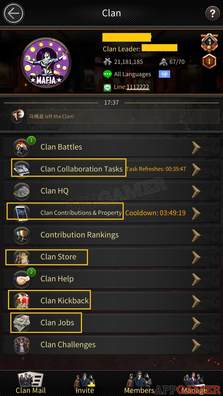 Different Clan Functions can provide free items