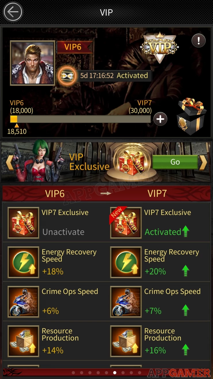 VIP Tiers can be increased with Gold