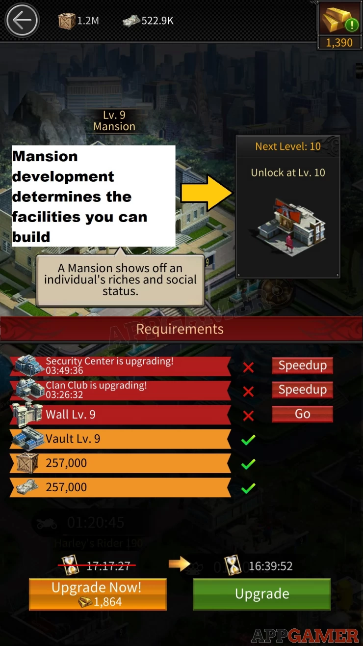 Develop your mansion
