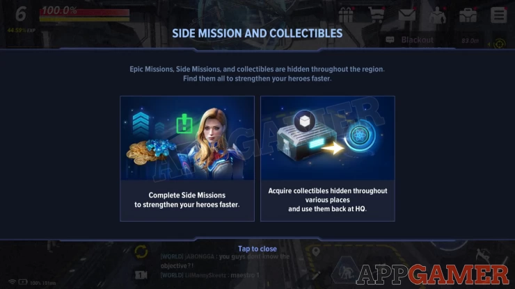 Check the Side Mission and Collectible Icons on the map