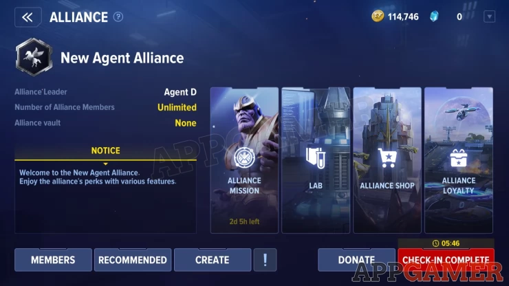 Check the Recommended tab to view the different alliances