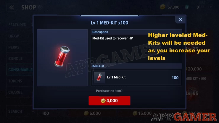 Med-Kits will vary in levels and recoverhy
