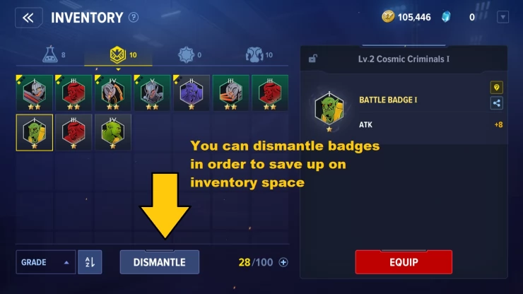 Free up inventory slots