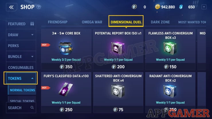 Use Dimensional Duel Tokens at the shop