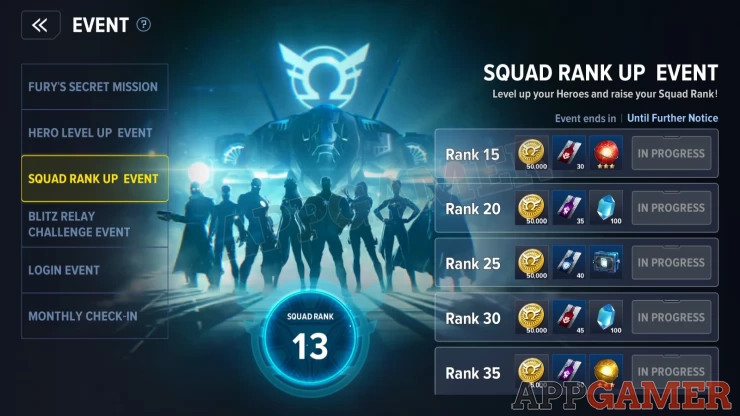 Collect Rewards every 5 Squad ranks gained