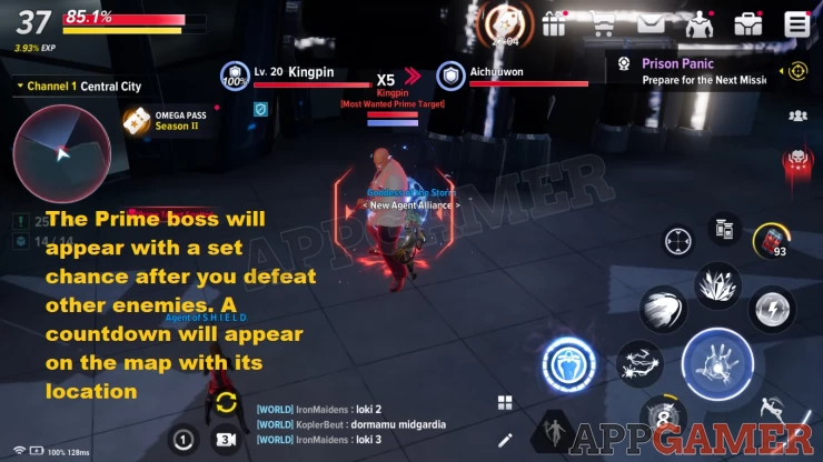 Prime targets will appear by chance after defeating enemies on the map