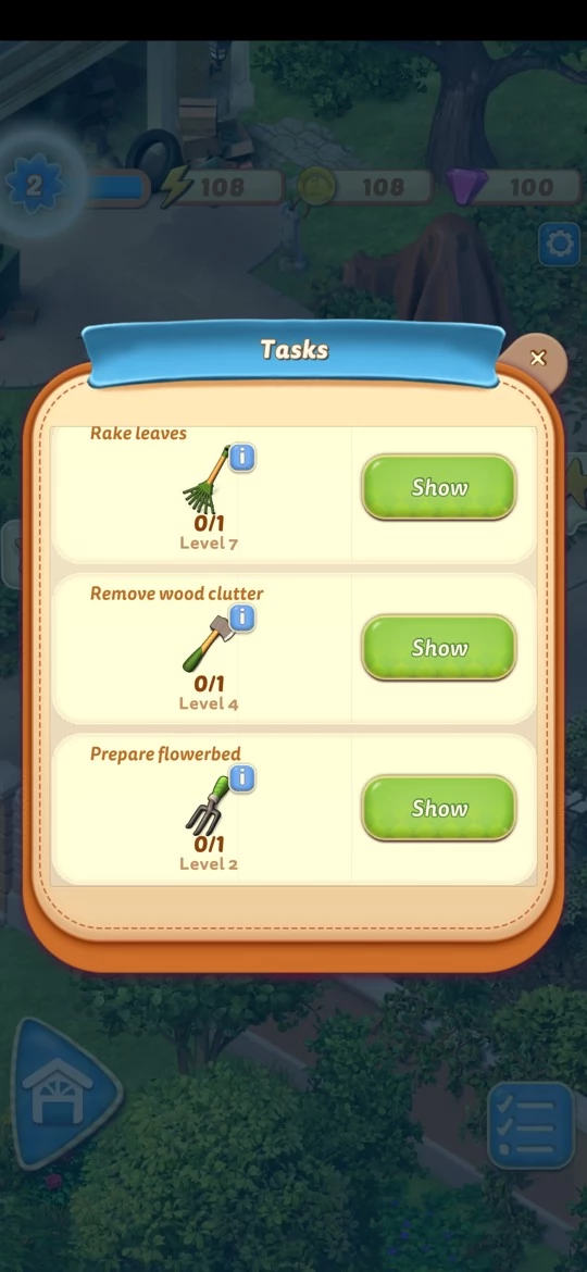 Check the task list to know what items you need to find