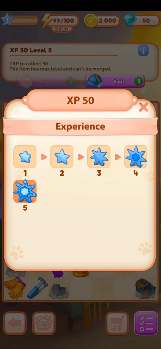Merge your XP stars to level 5 before tapping them for the best XP boost