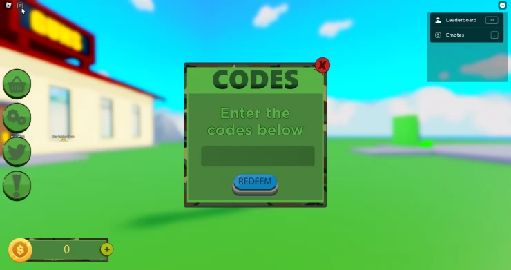 Military Island Tycoon Code Entry Screen