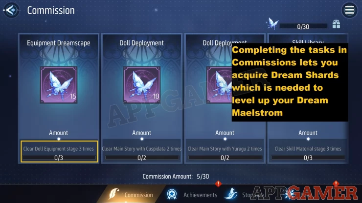 Complete Commission Quests to gain Dream Shards
