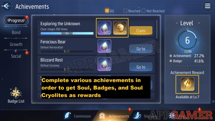 Complete Achievements for Soul, Badges, and Soul Cryolites