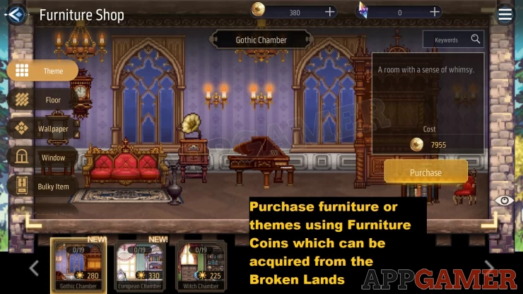 Use Furniture Coins at the Furniture Shop
