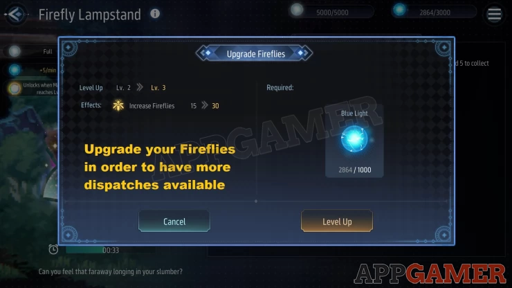 Upgrade the facility in order to get more Fireflies for dispatching