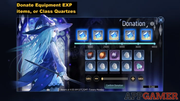 Donate items and get Guild Quartzes as rewards