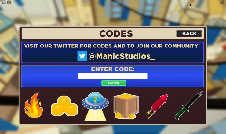 Shoot Out Codes Entry Screen