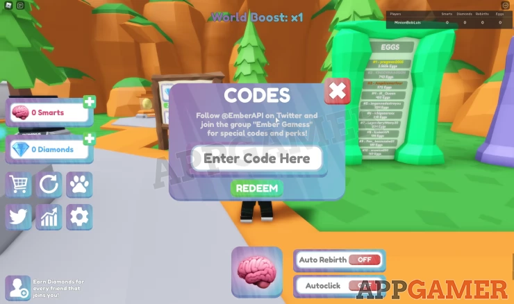 Redeem codes in Smart Simulator
