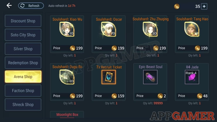 Use your Gold rewards at the Arena Shop