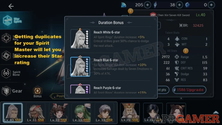 Increase your Star rating to 6-Stars to get bonuses for your Spirit Master