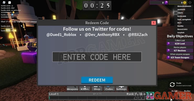 Roblox: Survive the Killer Codes