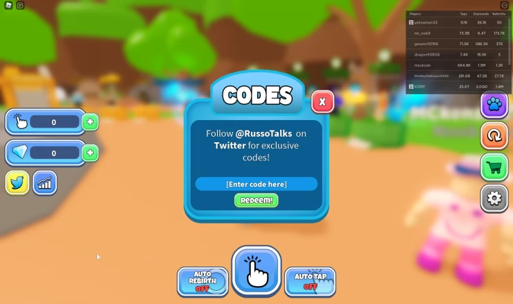 Enter these codes for Tapping Gods to get some free taps and diamonds