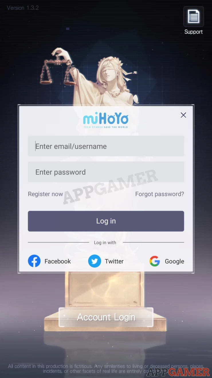 Create a Mihoyo account, or choose the different third party options