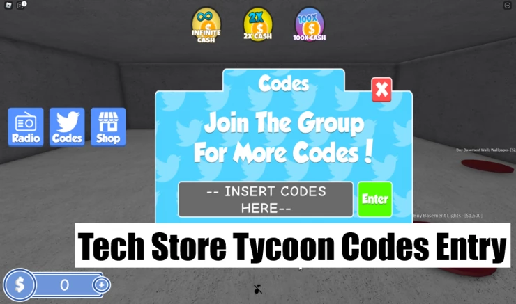 Entering Codes in Tech Store Tycoon