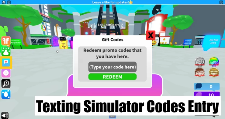 Texting Simulator Codes Entry Screen