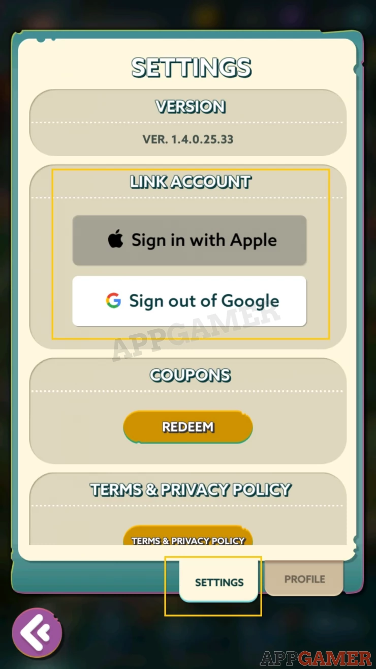 Step 2: Tap on the Settings tab and then choose the account you want to link your data to