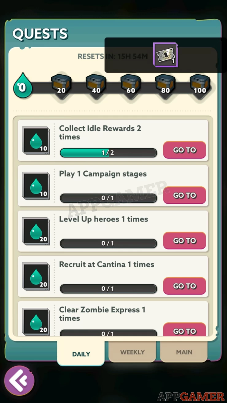 Get important items from Quests such as Diamonds and Recruit Tickets