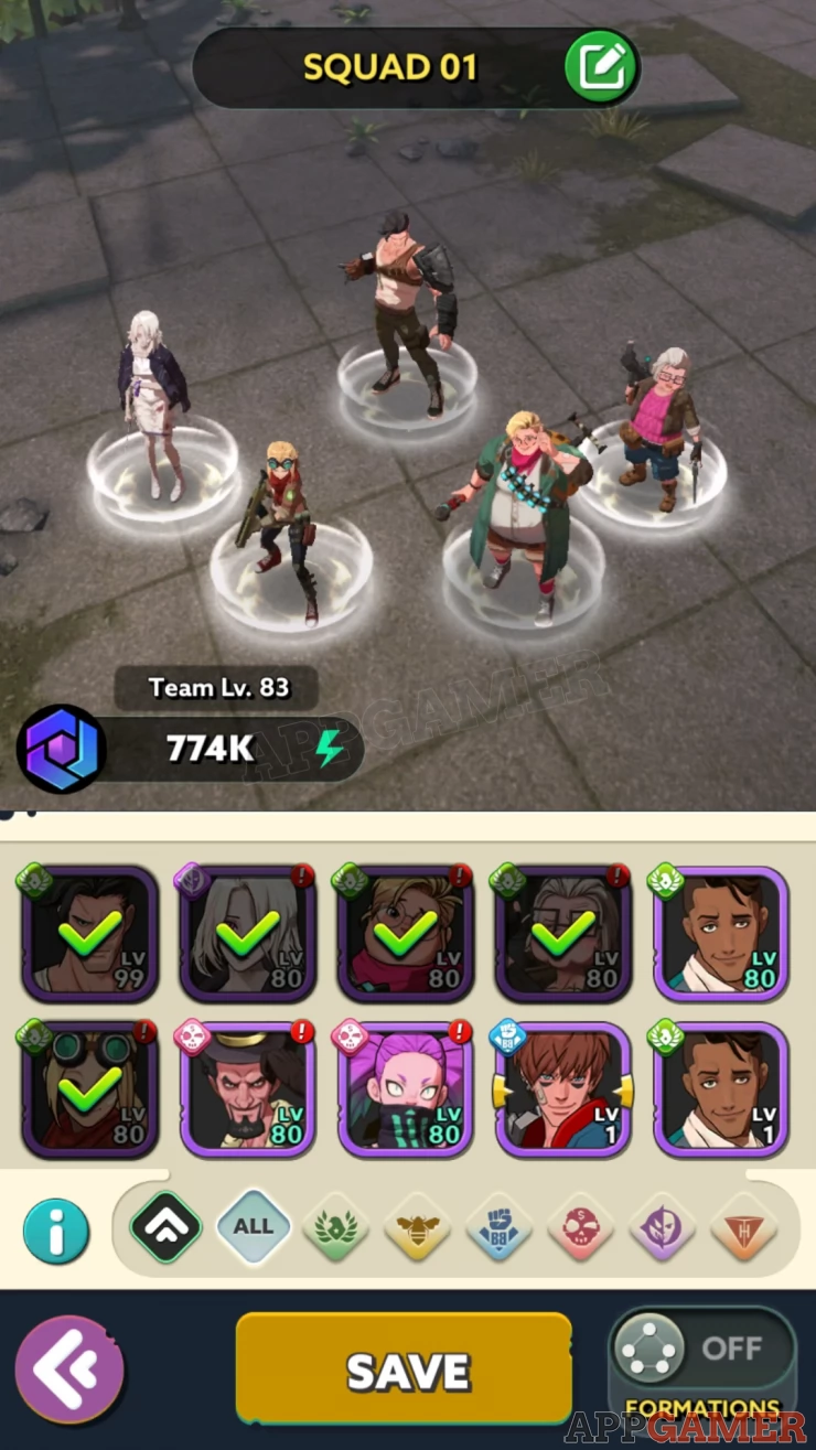 Save different hero combinations as squads so you can choose them easily later