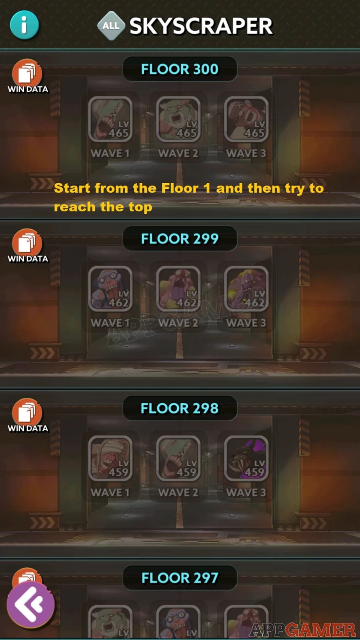 Clear enemies and try to reach higher floors