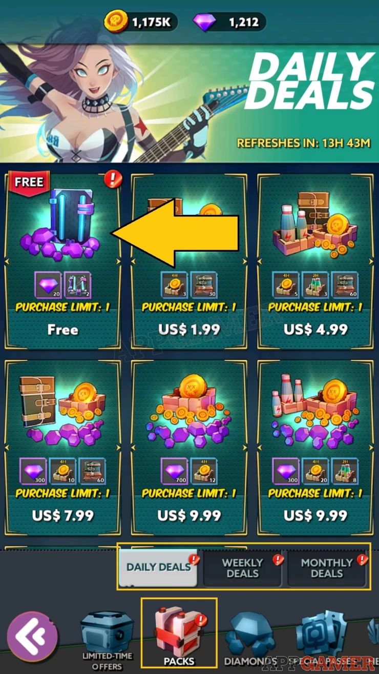 Don't forget to get your free packs from deals
