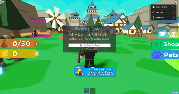 Viking Simulator Code Entry Screen