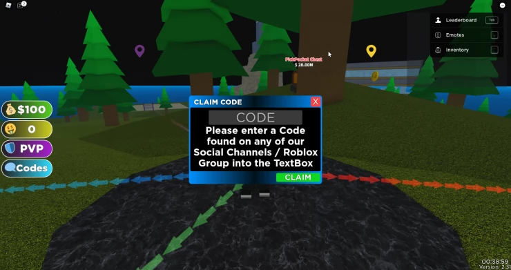 Wicked Tycoon Code Entry Screen