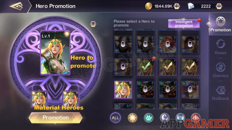 Increase the rarity of heroes by promoting them