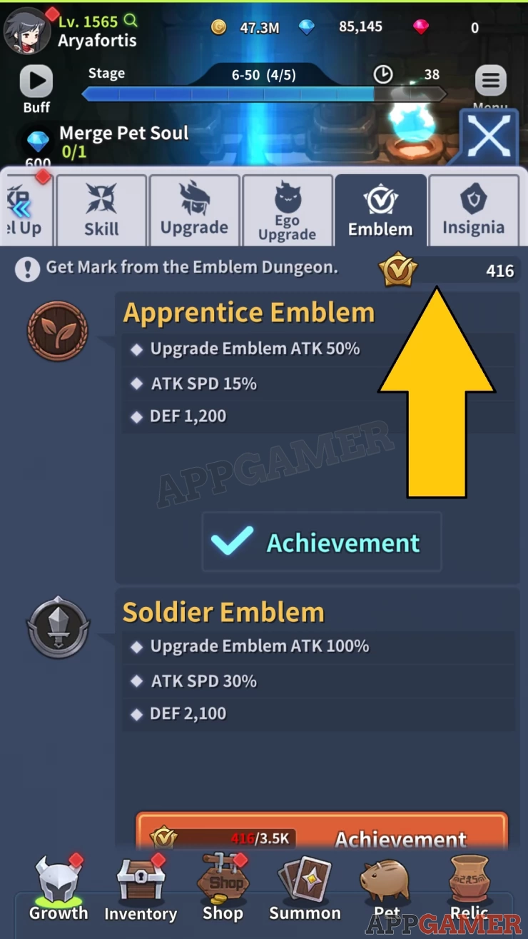 Unlock Emblems by providing the Marks that are required.