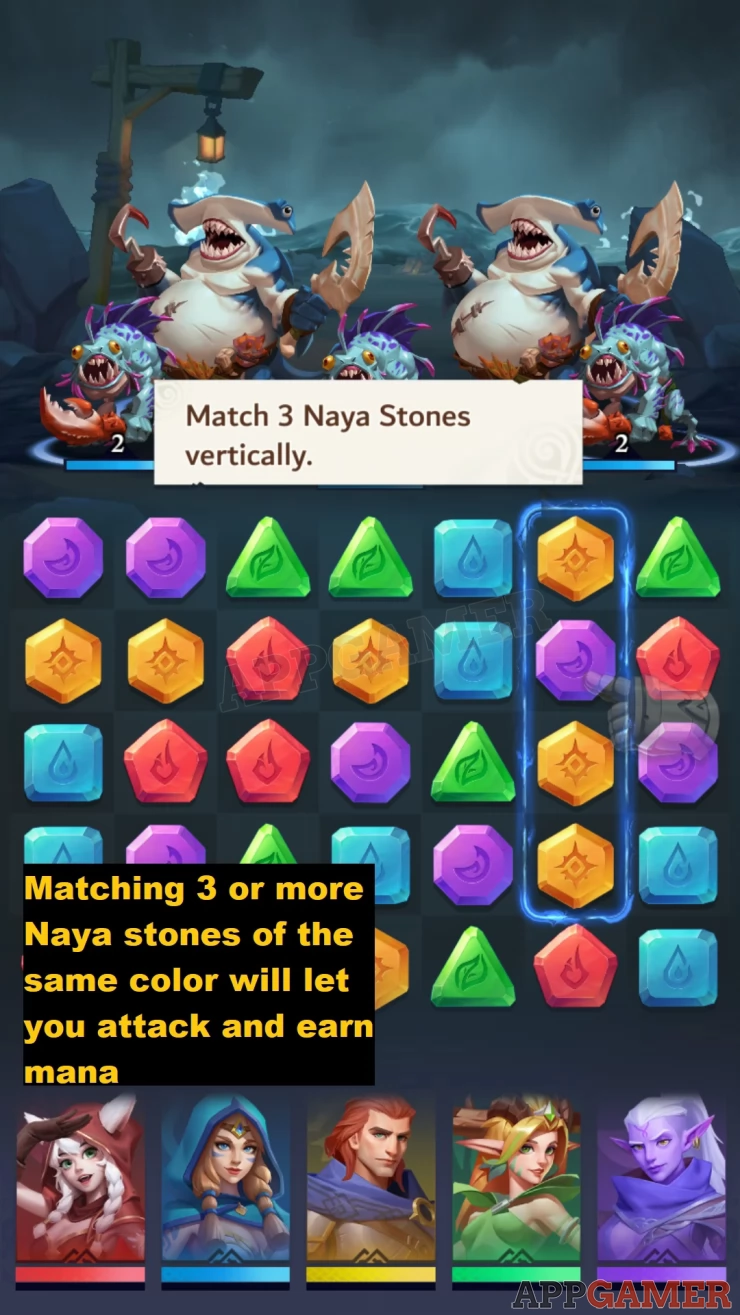 Defeat your enemies by matching 3 or more stones of the same color