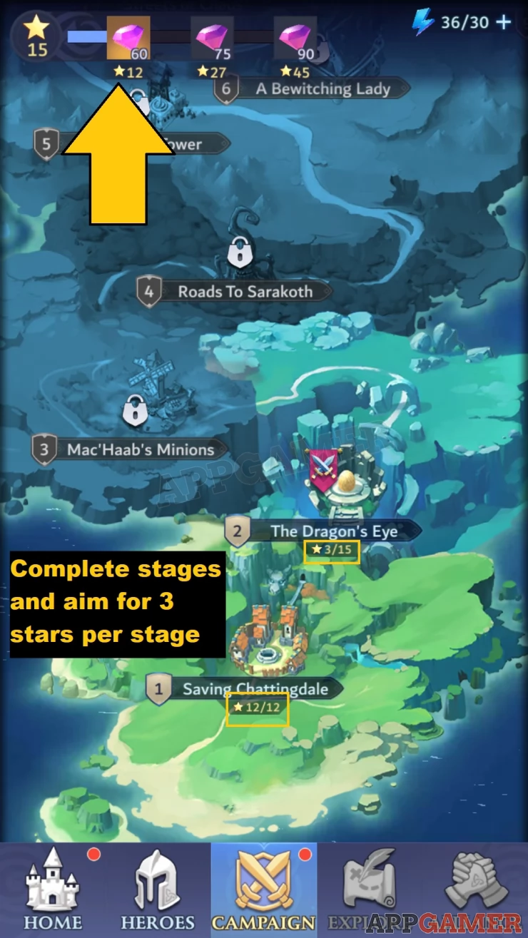 Aim to complete all stars of each stage