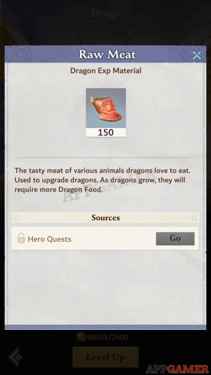 Increase your Dragon's power and skill level by feeding them