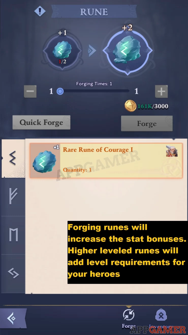Forge runes to get better stats