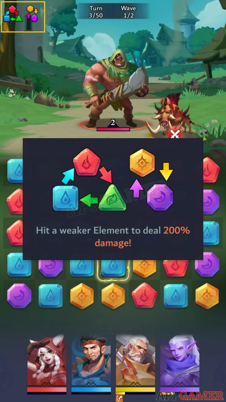 Get bonus damage from using the stronger element