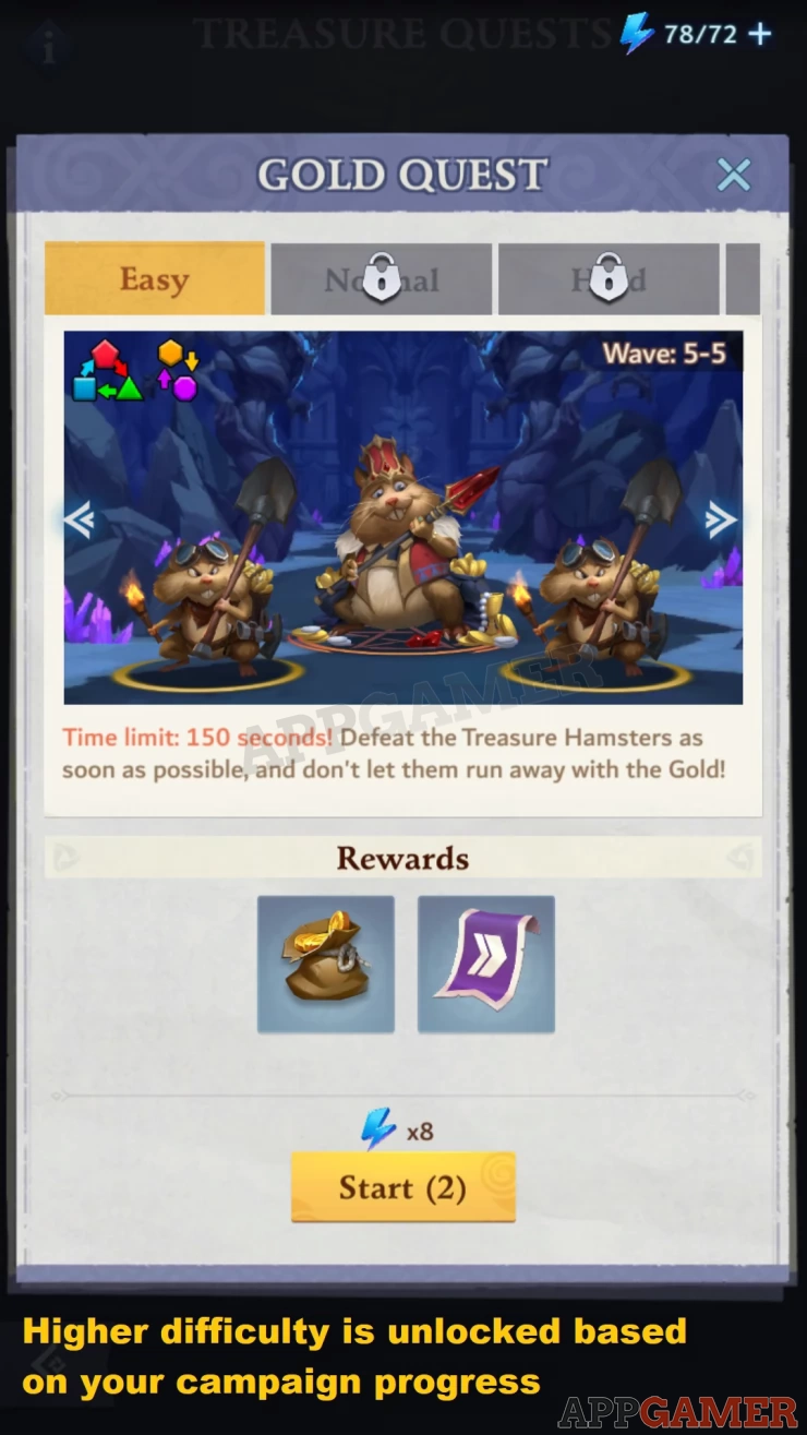 Complete Treasure Quests whenever you need the resources that they can provide