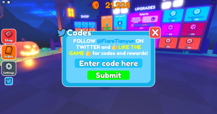 Click the blue bird to bring up the code entry screen
