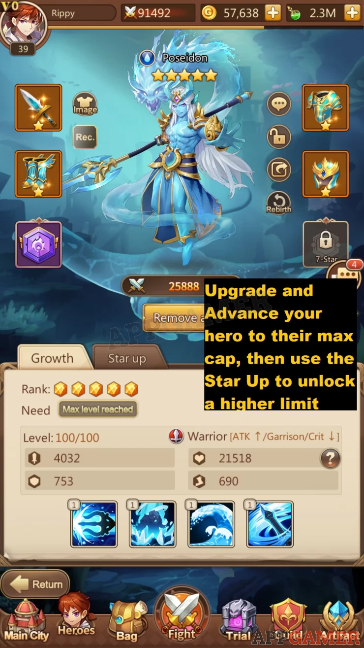 Max out your hero's levels and then use the star up to unlock more level caps