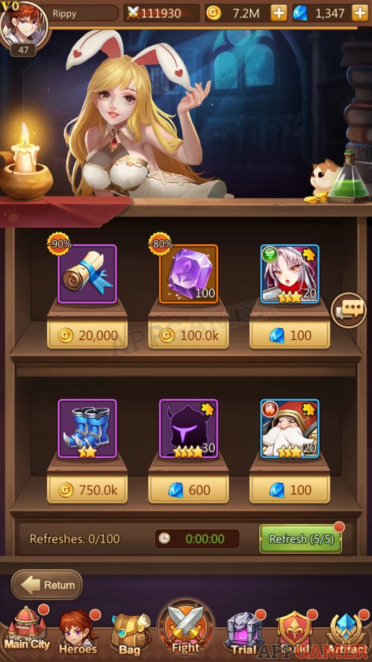 Purchase various goods through the Elf Shop using Gold, or Gems