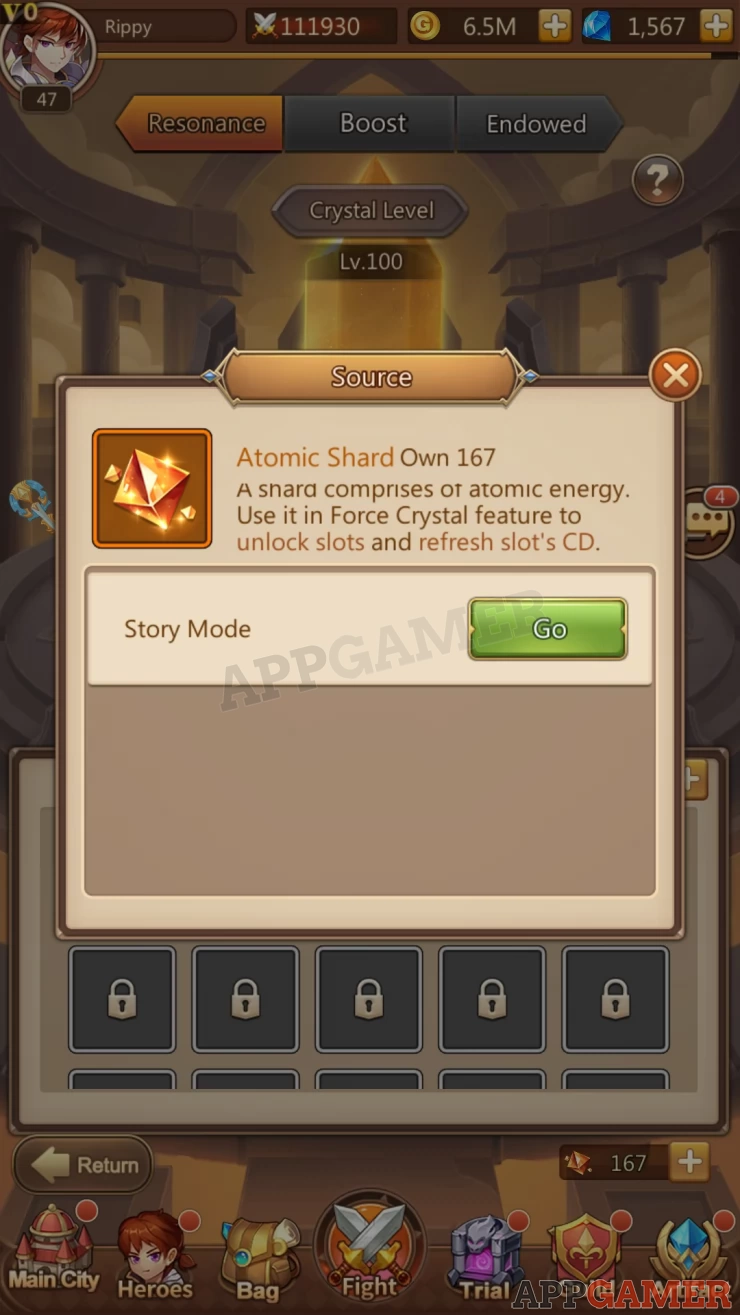 Collect Atomic Shards from the game’s story mode in order to unlock more Force Crystal slots