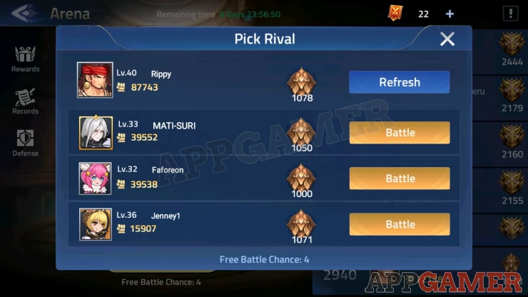 Aim to fight opponents with a similar account level and team power as you
