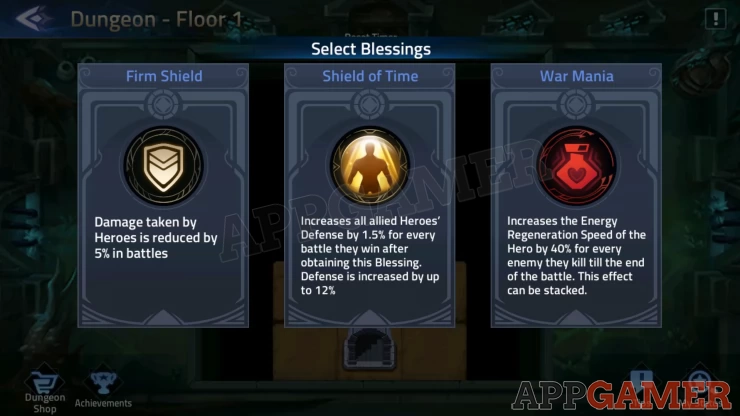 Choose Blessings to get buffs for the entire labyrinth run